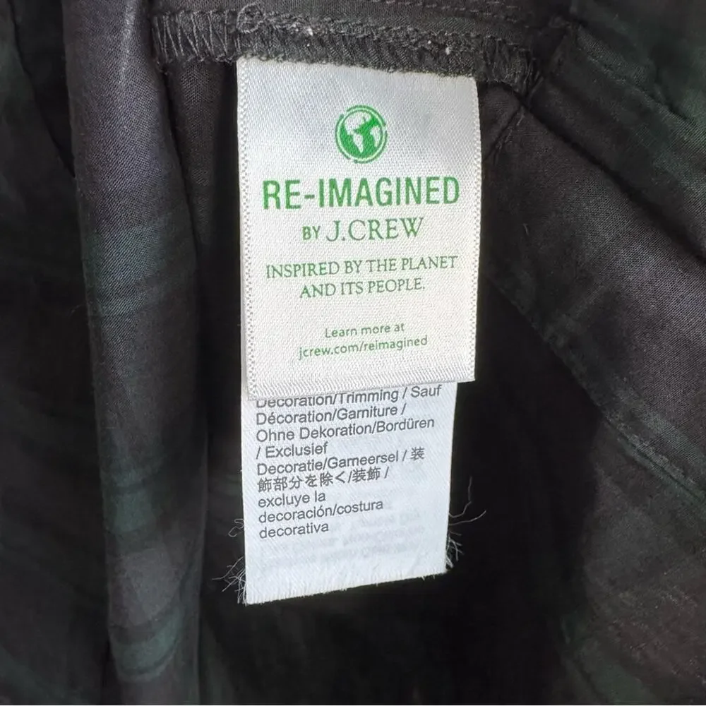 J.Crew Velvet Trimmed V-Neck Tunic in Black Watch Tartan Print Size XXS